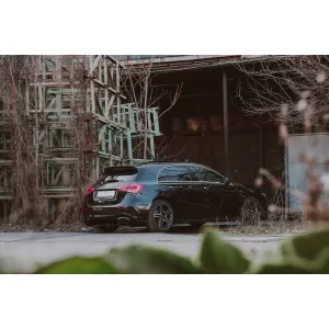 Rear Bumper Valance Diffuser suitable for Mercedes A-Class W177 Hatchback (2018-Up) Black Exhaust Muffler Tips