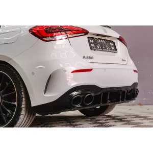 Rear Bumper Valance Diffuser suitable for Mercedes A-Class W177 Hatchback (2018-Up) Black Exhaust Muffler Tips