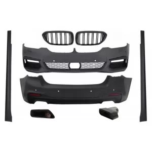 image-10-Komplett Body Kit zongoralakk fekete vese hűtőráccsal és kipufogóvégekkel, BMW 5 G30 (2017-) modellekhez, M-Tech Dizájn