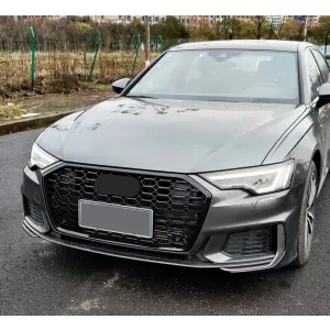 Badgeless Central Grille suitable for Audi A6 C8 4K (2018-up) RS6 Design Piano Black