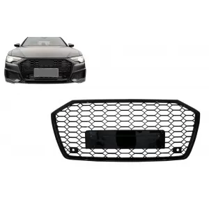 Badgeless Central Grille suitable for Audi A6 C8 4K (2018-up) RS6 Design Piano Black