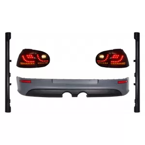 image-9-Hátsó lökhárító toldat LED hátsó lámpával, füst fekete, küszöb spoiler, VW Golf 5 V (2003-2007), R32 megjelenés
