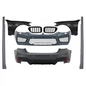 image-26-Komplett Body Kit fekete első sárvédőkkel és zongoralakk fekete hűtőráccsal BMW 5 G30 (2017-től) modellekhez, M5 Dizájn