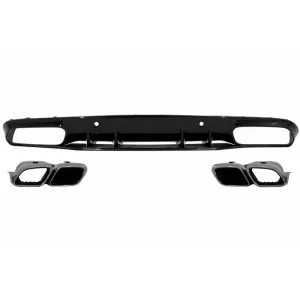 Difuzor Bara Spate si Ornamente bara Spate Flapsuri compatibil cu Mercedes C-Class C205 A205 Coupe Cabriolet (2014-2019) Facelift C63S Design-image-6073245