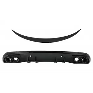 image-73-Stoßdämpfer Diffusor Auspuff für Mercedes C W205 14-20 Kofferraum Spoiler Schwarz