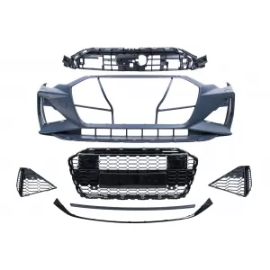 image-75-Frontstoßstange für Audi A6 C8 4K 2018+ RS6 Look Zentraler Grill Glänzend schwarz