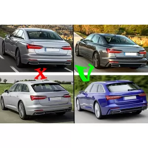 Hátsó lökhárító diffúzor és kipufogóvégek AUDI A6 C8 4K (2018-) modellekhez, S6 fekete dizájn-image-6108322