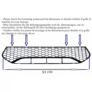 Middle Lower Grille suitable for BMW 5 Series G30 G31 Limousine Touring (2017-2019) M5 Bumper