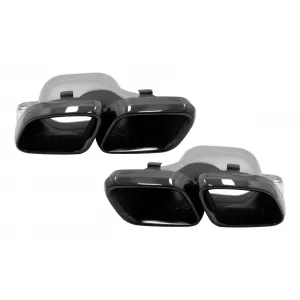Ornamente tobe pentru sistemul de evacuare compatibil cu Mercedes C-Class W205 S205 C205 A205 C63 C63S Facelift (2019-up) Negru-image-6076721