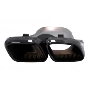 Ornamente tobe pentru sistemul de evacuare compatibil cu Mercedes C-Class W205 S205 C205 A205 C63 C63S Facelift (2019-up) Negru-image-6076723