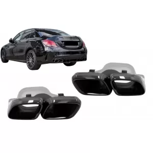 image-78-Auspuffspitzen für Mercedes C W205 S205 C205 A205 C63 C63S Facelift 2019+ Schwarz