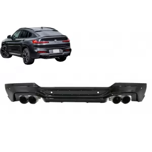 image-4-Heckstoßstangenspoiler-Diffusor mit doppeltem Auslass für BMW X4 G02 18+ M Sport