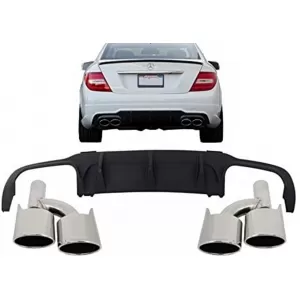 image-69-Hátsó lökhárító diffúzor kipufogóvégekkel Mercedes C-osztály W204 AMG Sport Line (2012-2014) Limousine modellekhez