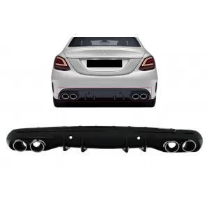 Diffusor für Mercedes C W205 S205 Sport Line 14-20 C43 Look Endrohre Chrom-image-6078503