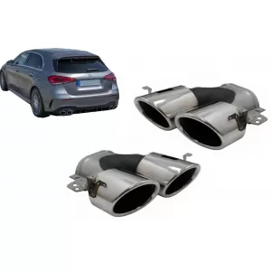 image-29-Kipufogóvégek Mercedes A-osztály W177, CLA II X118/C118, GLA SUV H247, GLB SUV X247 35 AMG / 45 AMG (2018-) modellekhez, 45S Dizájn, króm