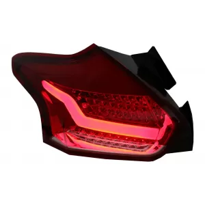 Taillights suitable for Ford Focus MK 3 Hatchback Facelift (2015-2018) Full LED BAR  With Flowing Dynamic Sequential Turning Lights, Red White-image-6075087