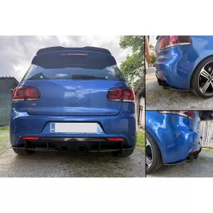 Rear Bumper Extension Splitters for Air Diffuser suitable for VW Golf VI 6 R20 (2008-2013) Black