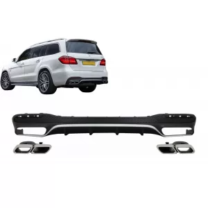 Difuzor Bara Spate cu Ornamente Evacuare compatibil cu Mercedes GLS X166 Facelift (09.2015-2019) GLS63 Design-image-6075358