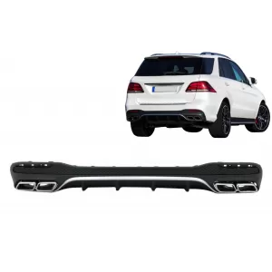 Rear Diffuser with Exhaust Muffler Tips suitable for Mercedes GLE W166 SUV Sport Line (2015-2018)