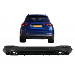 Hátsó diffúzor fekete kipufogóvégekkel Mercedes GLE W167 SUV V167 Sport Line (2019-) modellekhez, GLE53 Dizájn, Night Package-image-6089120