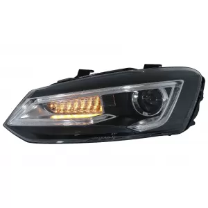 Headlights suitable for VW Polo MK5 6R 6C 61 (2011-2017) LED Light Bar Devil Eye Look RHD