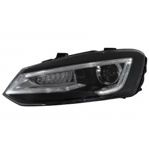 Headlights suitable for VW Polo MK5 6R 6C 61 (2011-2017) LED Light Bar Devil Eye Look RHD