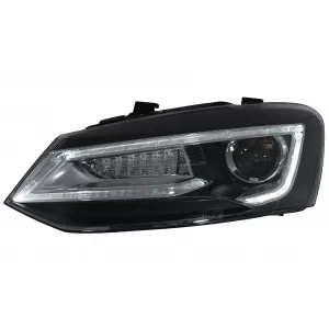 Headlights suitable for VW Polo MK5 6R 6C 61 (2011-2017) LED Light Bar Devil Eye Look RHD