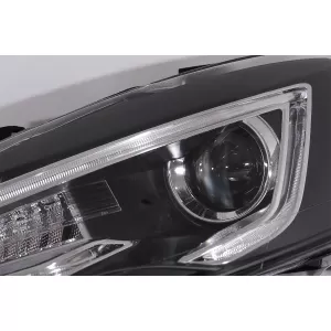 Headlights suitable for VW Polo MK5 6R 6C 61 (2011-2017) LED Light Bar Devil Eye Look RHD