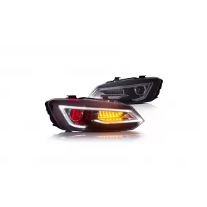 Headlights suitable for VW Polo MK5 6R 6C 61 (2011-2017) LED Light Bar Devil Eye Look RHD