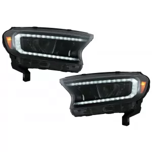 image-45-Scheinwerfer LED-Lichtleiste für Ford Ranger 15-20 LHD Voll Schwarzes Gehäuse Dynamisch