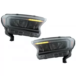 Fényszóró LED fénysorral Ford Ranger (2015-2020) LHD, Teljes Fekete, dinamikus irányjelző-image-6078833