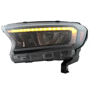 Fényszóró LED fénysorral Ford Ranger (2015-2020) LHD, Teljes Fekete, dinamikus irányjelző-image-6078834