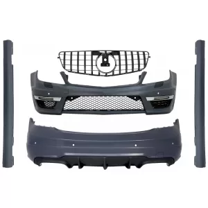 image-24-Kit carrozzeria per Mercedes C W204 2007-2015 Facelift C63 Design Griglia Paraurti Minigonne laterali