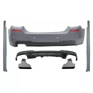image-78-Hátsó lökhárító, küszöb spoiler, diffúzor és alumínium kipufogóvégek BMW 5 F10 (2011-2017) modellekhez, M-performance dizájn