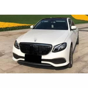 Grila Centrala compatibil cu Mercedes E-Class W213 S213 C238 A238 (2016-2019) Vertical Design Negru Lucios-image-6081938
