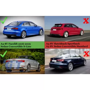 Difuzor Bara Spate cu Sistem de evacuare compatibil cu Audi A3 8V Facelift Sedan Convertible (2016-2019) S3 Design Bara S Line-image-6077847