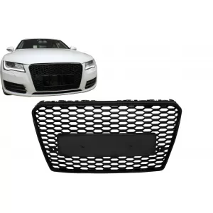 Grila Bara Fata compatibil cu Audi A7 4G Pre-Facelift (2010-2014) RS7 Design Negru Lucios-image-6082742