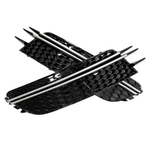 Parachoque Lado Rejillas Cubiertas para Audi A6 C7 4G 2012-2015 Negro Cepillado Aluminio-image-6083008