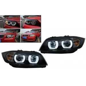 U-LED 3D Scheinwerfer Xenon für BMW 3 E90 Limo E91 Touring 03.05-08.08 LHD Schwarz-image-6079717