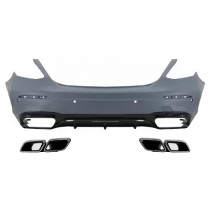image-7-Heckstoßstange & Auspuff Schalldämpfer Tipps Chrom für Mercedes E W213 2016-2019 E63 Look