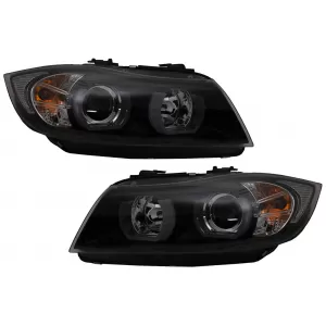 U-LED 3D Scheinwerfer Halogen für BMW 3er E90 E91 03.2005-08.2008 LHD Schwarz-image-6081329