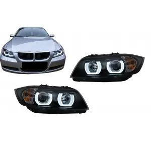 image-37-U-LED 3D Scheinwerfer Halogen für BMW 3er E90 E91 03.2005-08.2008 LHD Schwarz