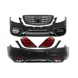 image-17-Body Kit, teljes LED hátsó lámpa dinamikus irányjelzővel és matt fekete hűtőráccsal Mercedes S-osztály W222 (2013-06.2017) modellekhez, S63 Dizájn