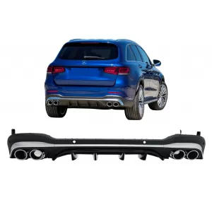 Hátsó diffúzor ezüst kipufogóvégekkel Mercedes GLC SUV X253 Facelift (2020-tól) modellekhez, GLC43 Dizájn-image-6084457