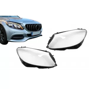 Headlights Lens Glasses suitable for Mercedes C-Class W205 Sedan S205 T-Model (2014-2018) Clear