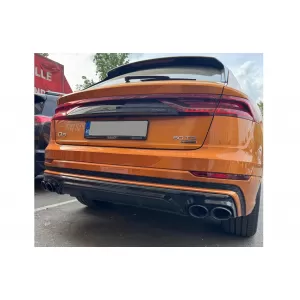 Hátsó lökhárító diffúzor dupla kipufogónyílással AUDI Q8 SUV (2018-) modellekhez, fekete kipufogóvégekkel-image-6277837