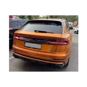 Hátsó lökhárító diffúzor dupla kipufogónyílással AUDI Q8 SUV (2018-) modellekhez, fekete kipufogóvégekkel-image-6277838