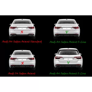 Rear Bumper Valance Diffuser suitable for Audi A4 B9 8W Facelift (2020-) only S-line RS Design
