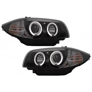 image-44-Angel Eyes Scheinwerfer für BMW 1er E81 E82 E87 E88 2004-2011 Schwarz