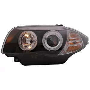 Angel Eyes Headlights suitable for BMW 1 Series E81 E82 E87 E88 (2004-2011) Black